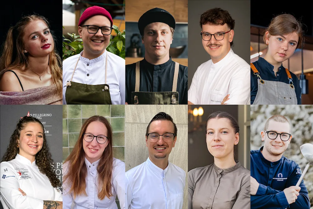 S.Pellegrino Young Chef Academy ackie Johannsen, Patrick Ködel, Patrick Landerer, Mario Ludwig, Emilia Montz, Mary Anne Peñaloza Villafuerte, Yvonne Rauscher, Marc-Dominik Stern, Saskia Vorhemus und Jakob Züge