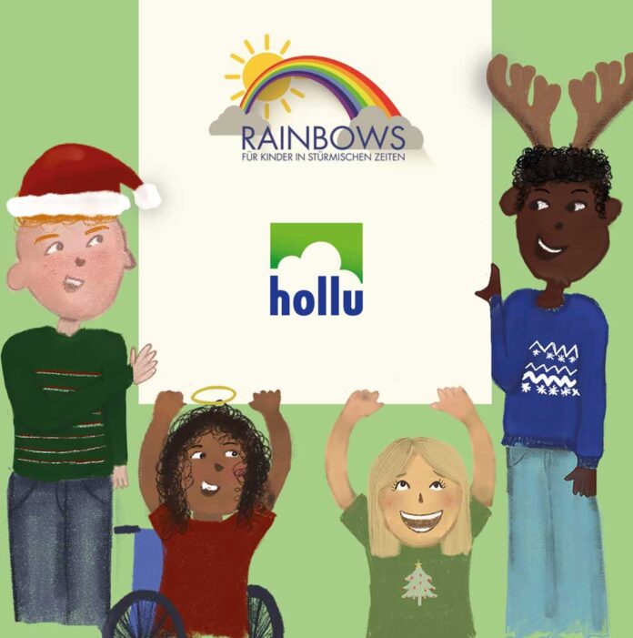 hollu Weihnachtsspende Von der Wolke zum Regenbogen: Die hollu Weihnachtsspende geht dieses Jahr an den Verein RAINBOWS, der Kinder und Jugendliche durch stürmische Zeiten begleitet. Mehr zur nachhaltigen Strategie von hollu: www.hollu.com/verantwortung