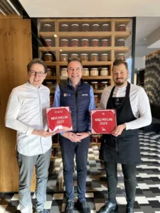 Heinz Reitbauer mit seinem Küchenchef Michael Bauböck und Thierry Guillon-Verne